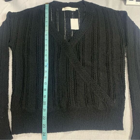 ASTR The Label Faux Wrap Front Pointelle V-Neck Open Knit Pullover Sweat… - Picture 9 of 10